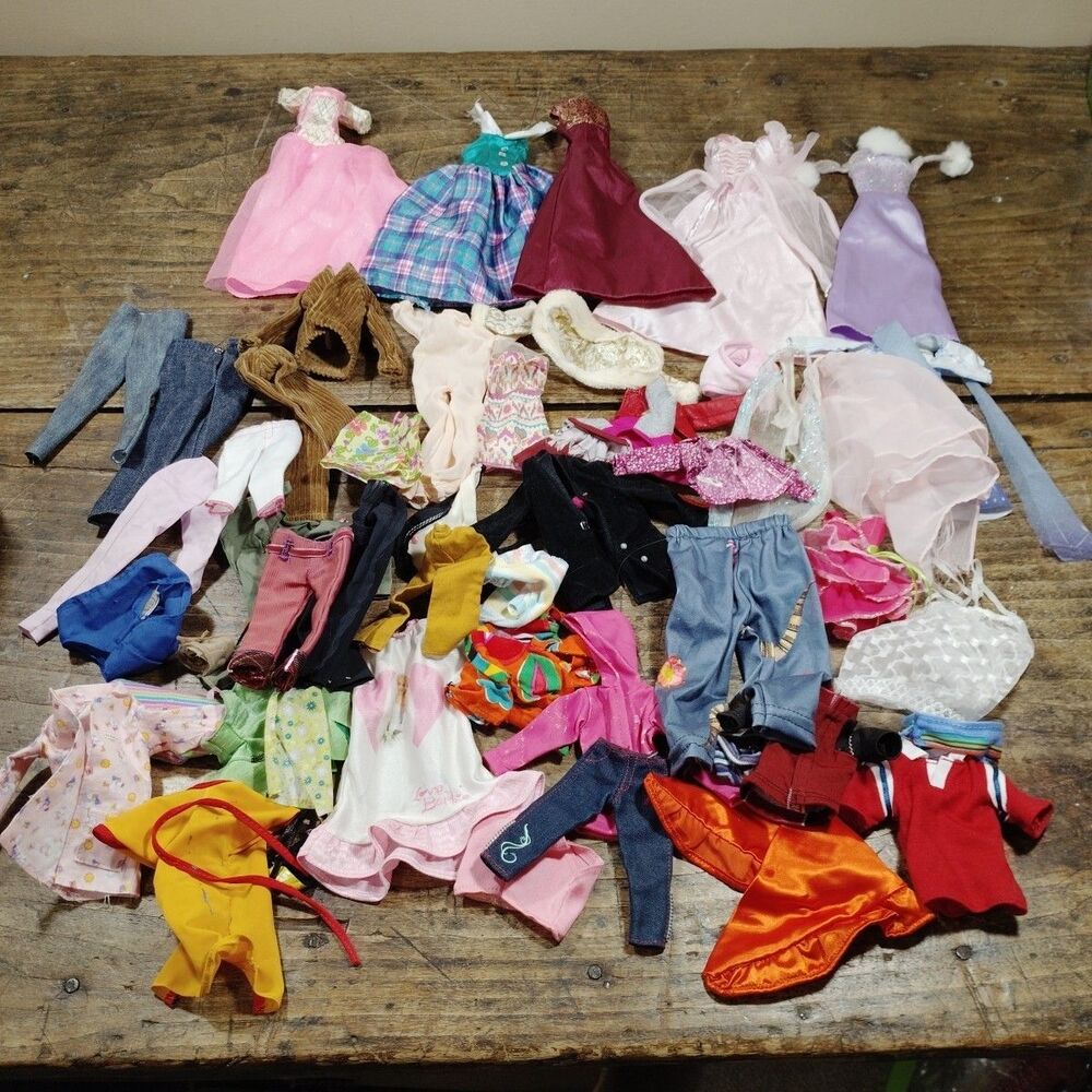 Huge Lot Barbie Ken Doll Clothes Dresses Pants Shirts + Random Handmade